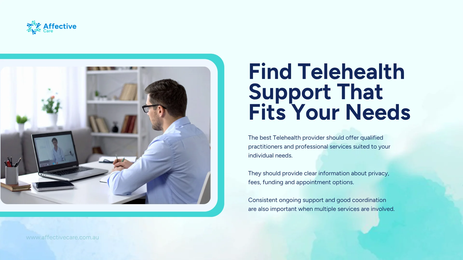 Find Telehealth support that fits your needs: qualified practitioners, clear privacy, fees and funding information and consistent ongoing support
