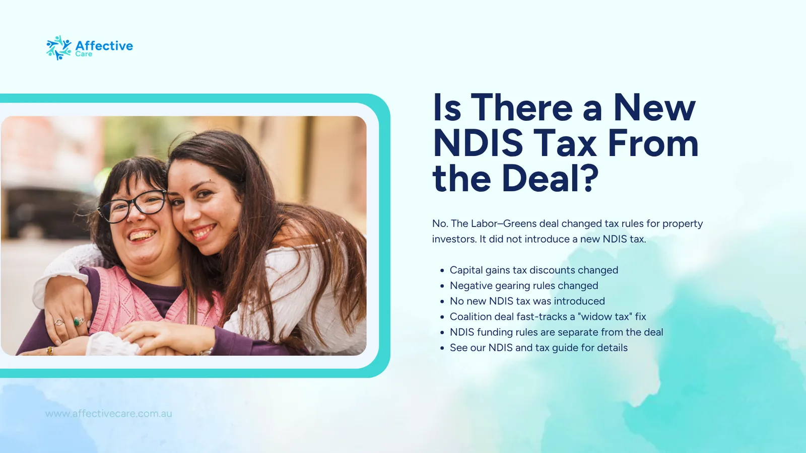 Infographic: is there a new NDIS tax from the Labor–Greens deal? No, only property tax rules changed