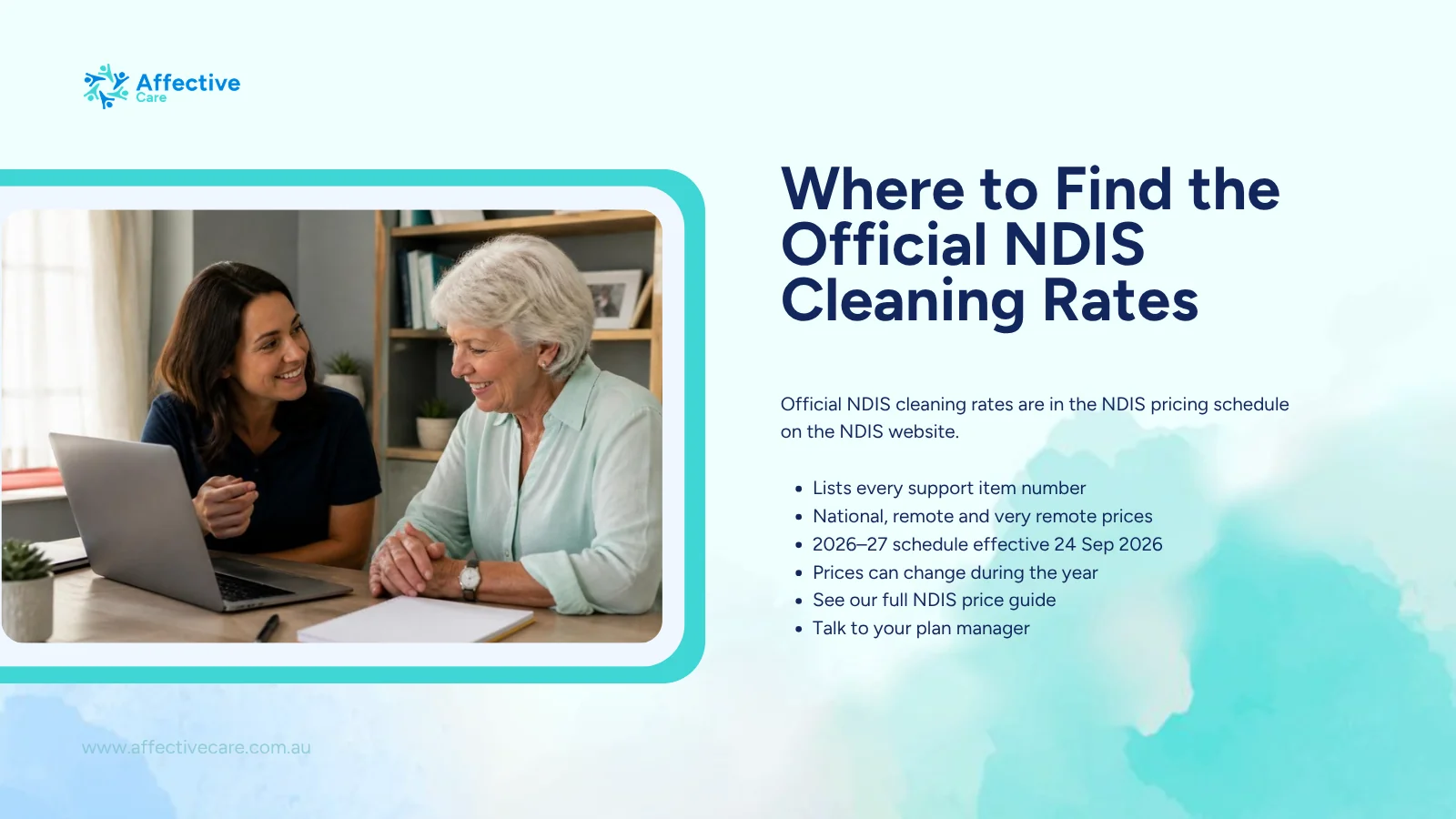 Where to find the official NDIS cleaning rates in the NDIS pricing schedule 2026–27