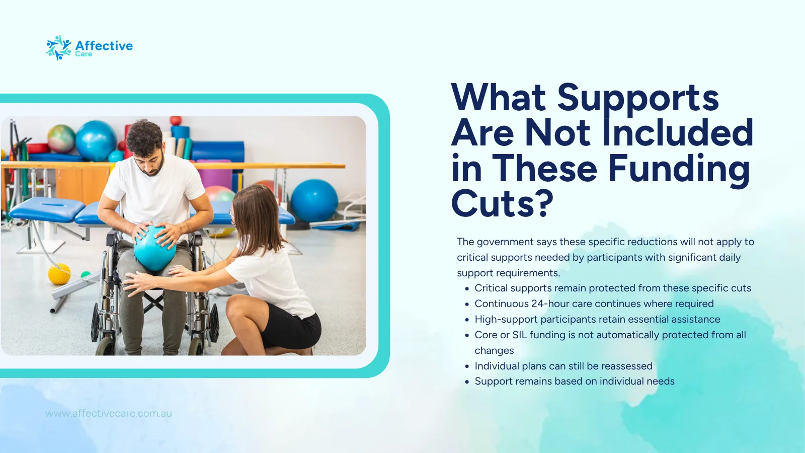 NDIS supports not included in the 2026 funding cuts, including critical supports and continuous 24-hour care