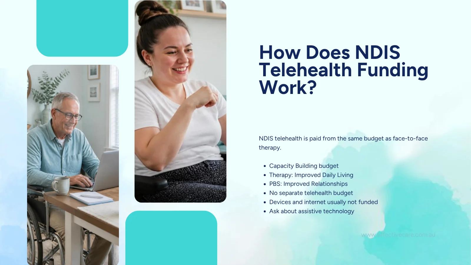 NDIS telehealth funding comes from the Capacity Building budget, the same as face-to-face therapy