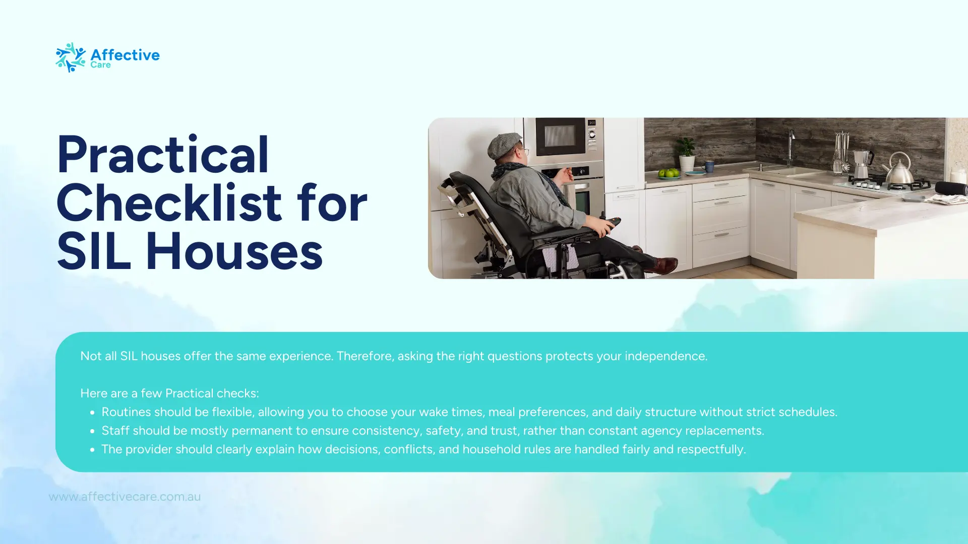 Practical checklist for SIL houses