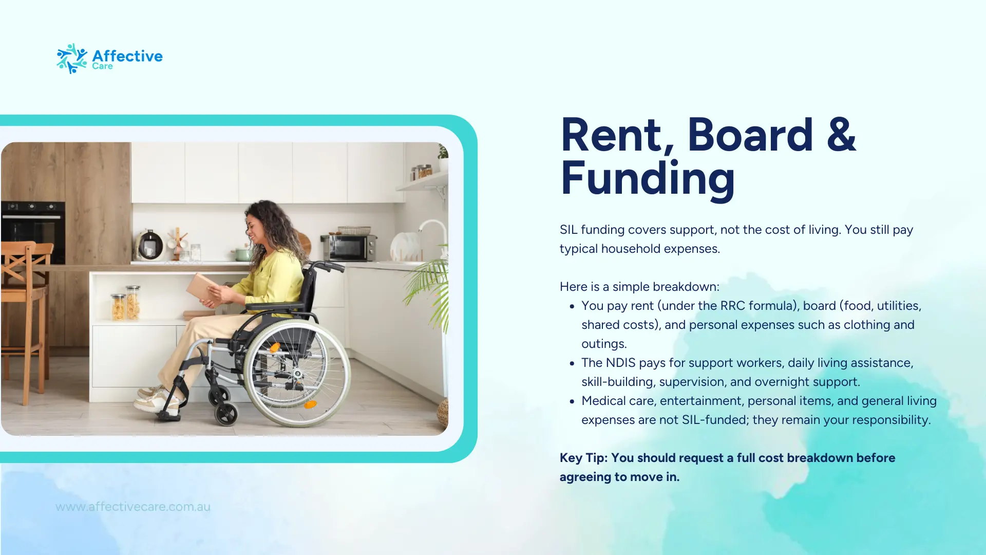 Rent, board and funding NDIS