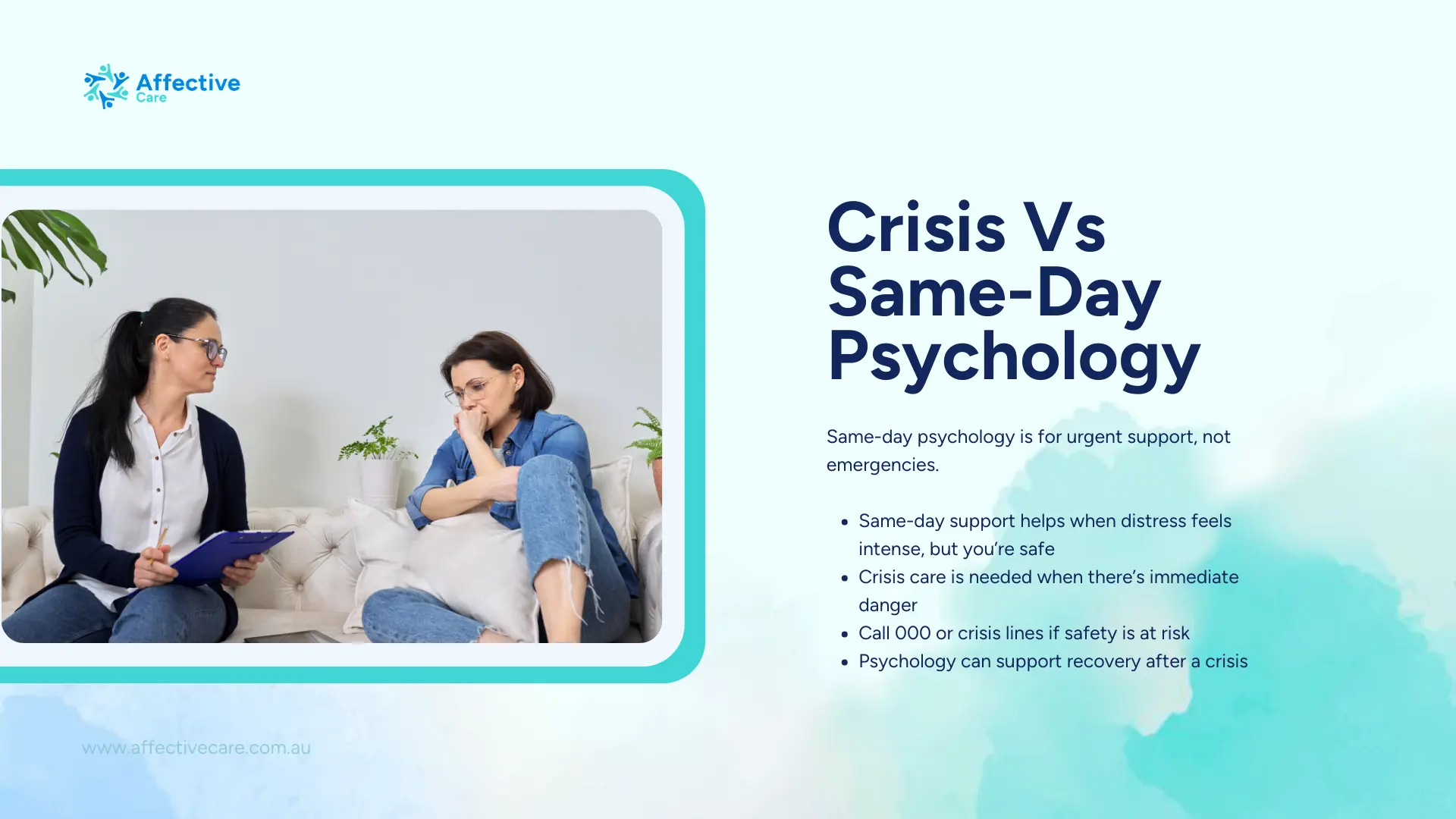 Crisis vs same day psychology