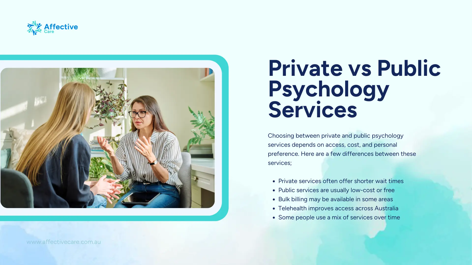 Private vs public Psychology services in Australia