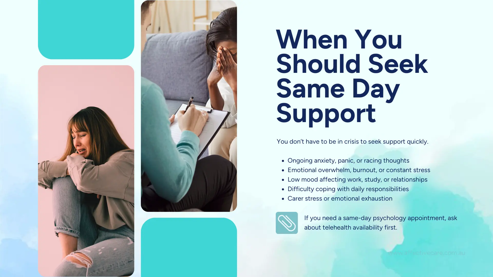 When you should seek same day psychology support