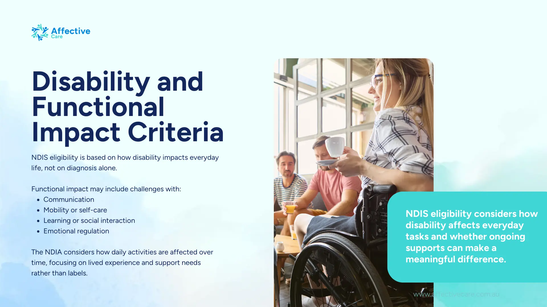 Disability and functional impact criteria for NDIS