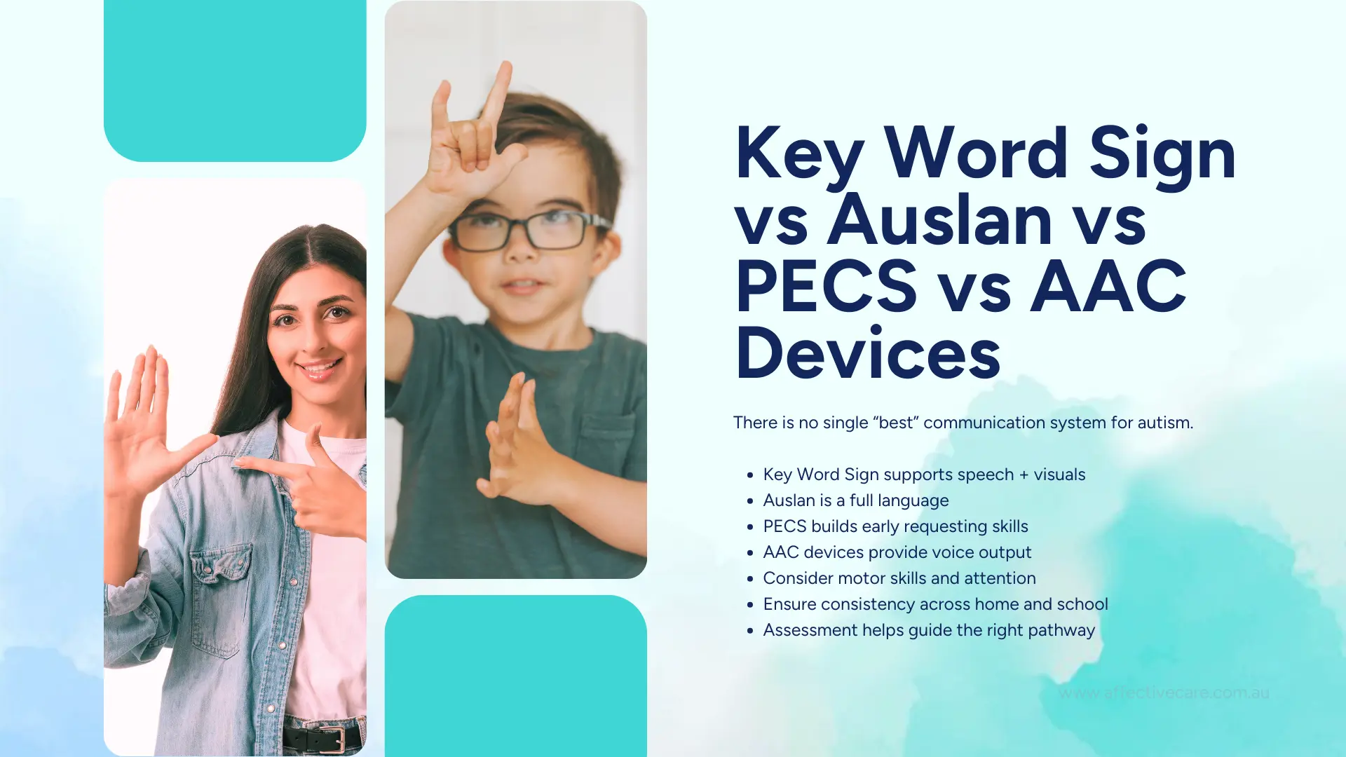 Key word sign vs Auslan vs PECS vs AAC Devices