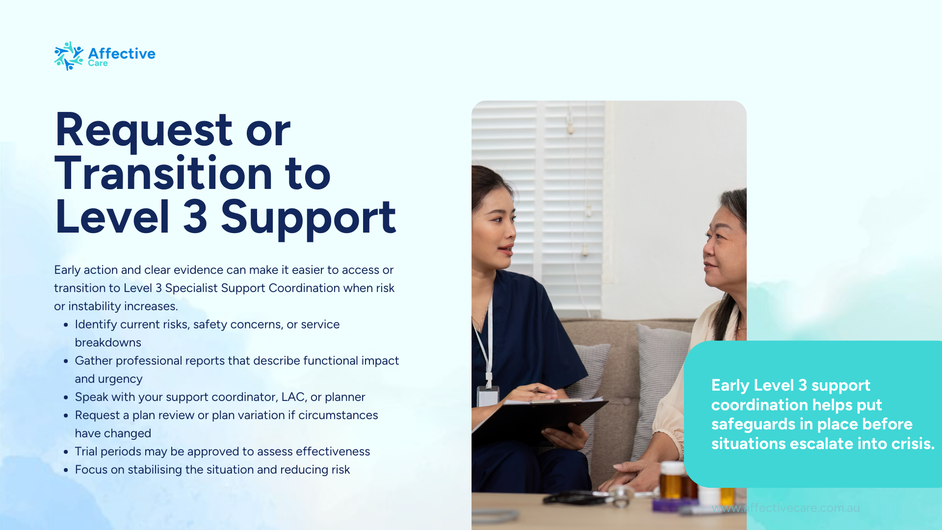 Request or transition to level 3 support
