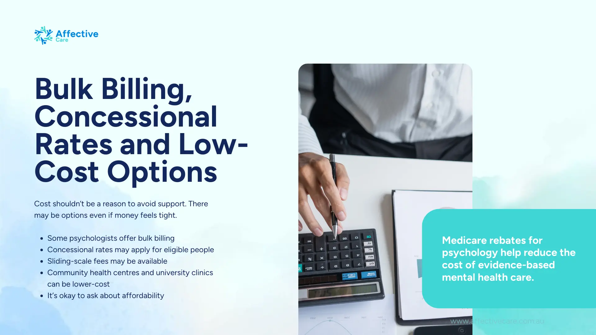 Bulk billing concessional rates and low cost options