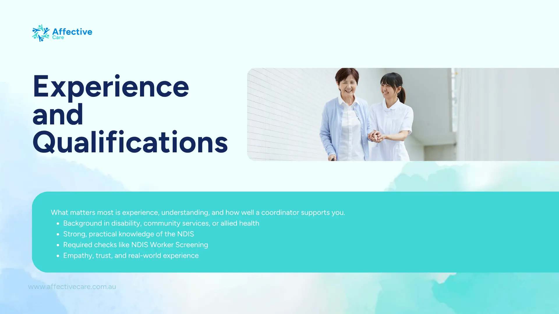 Experiences and qualifications for NDIS Support coordinator