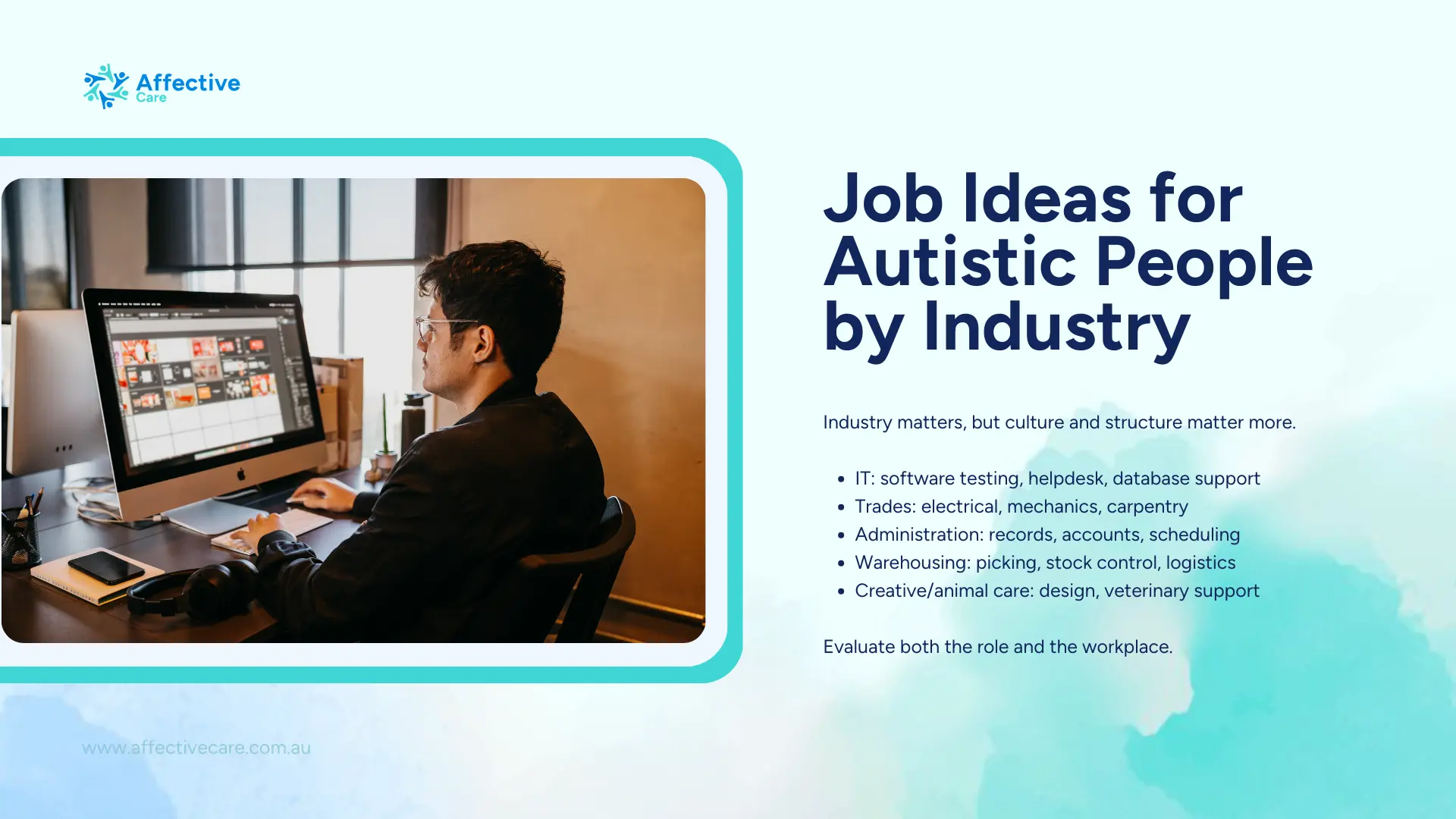 Job ideas for autistic people by industry