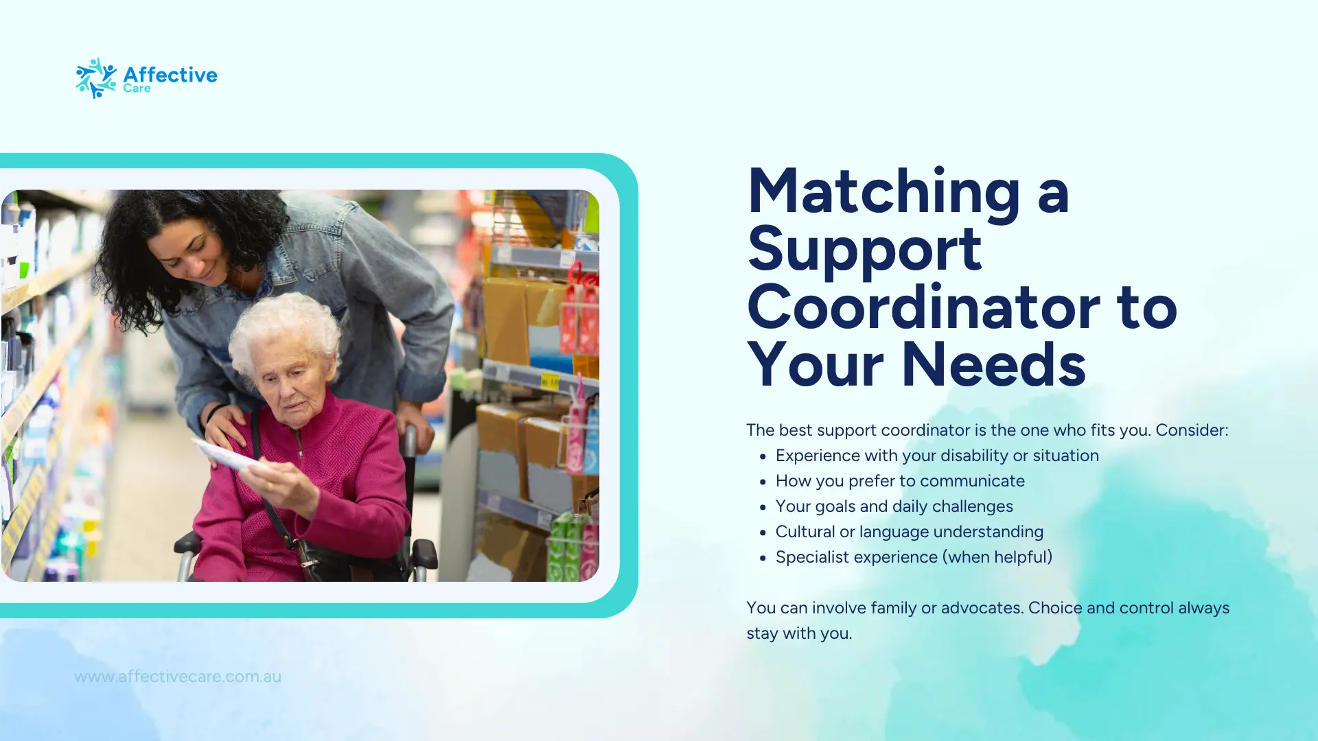 Matching a support coordinator to your needs