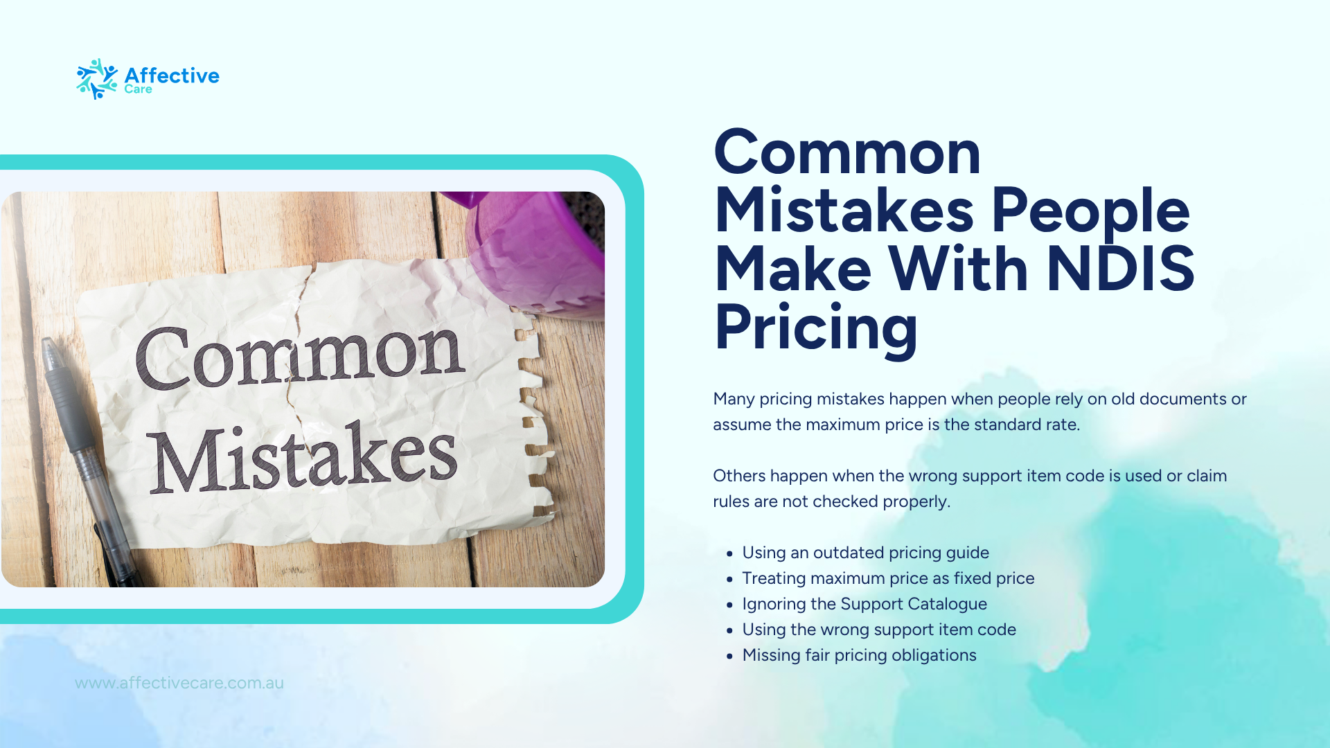 Common mistakes people make with NDIS pricing