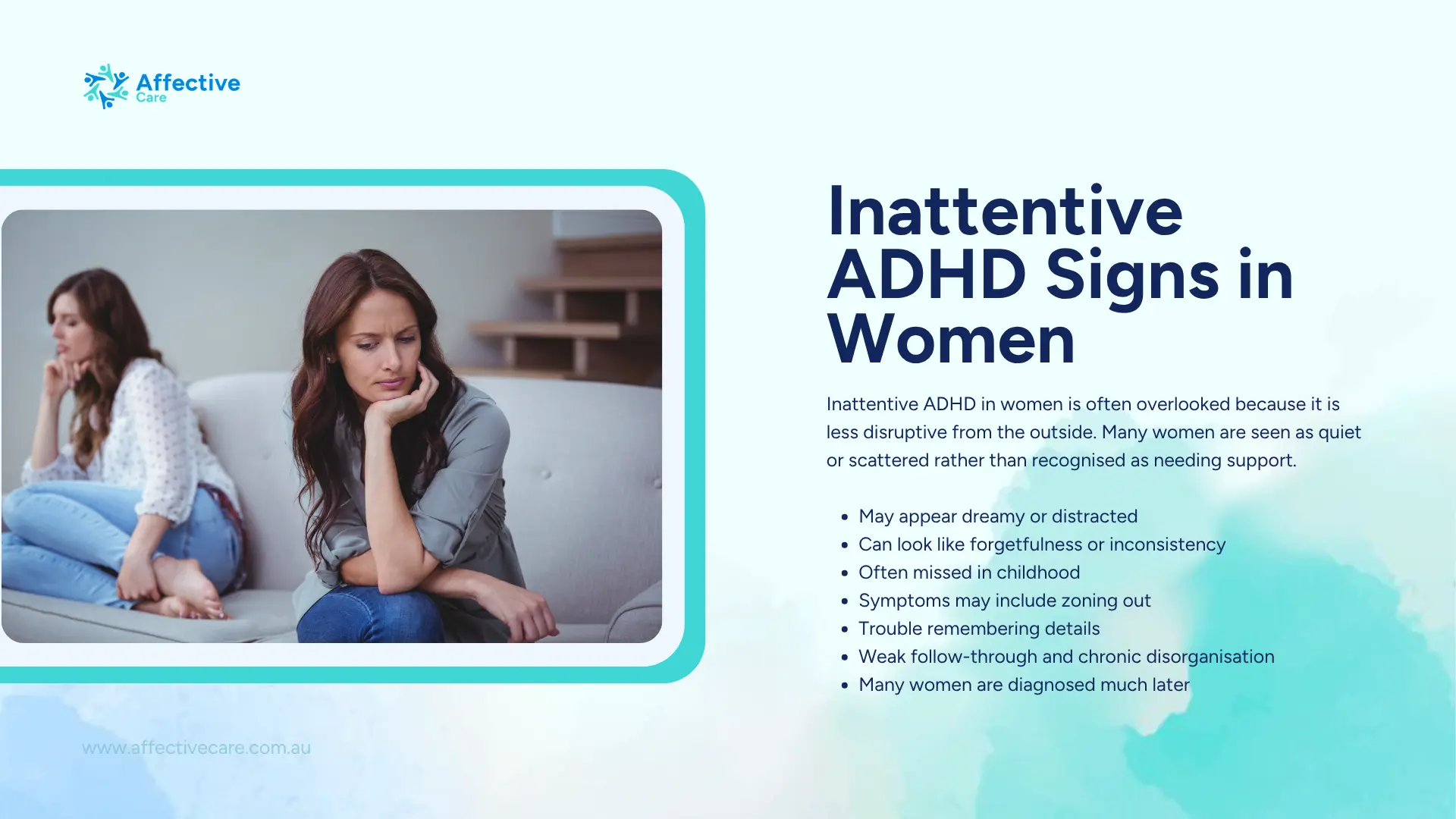 Inattentive ADHD signs in women