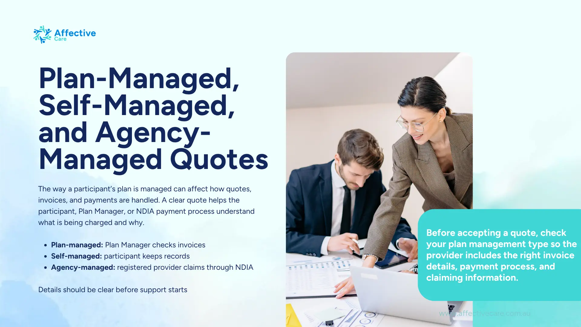 Plan managed, self managed and agency managed quotes
