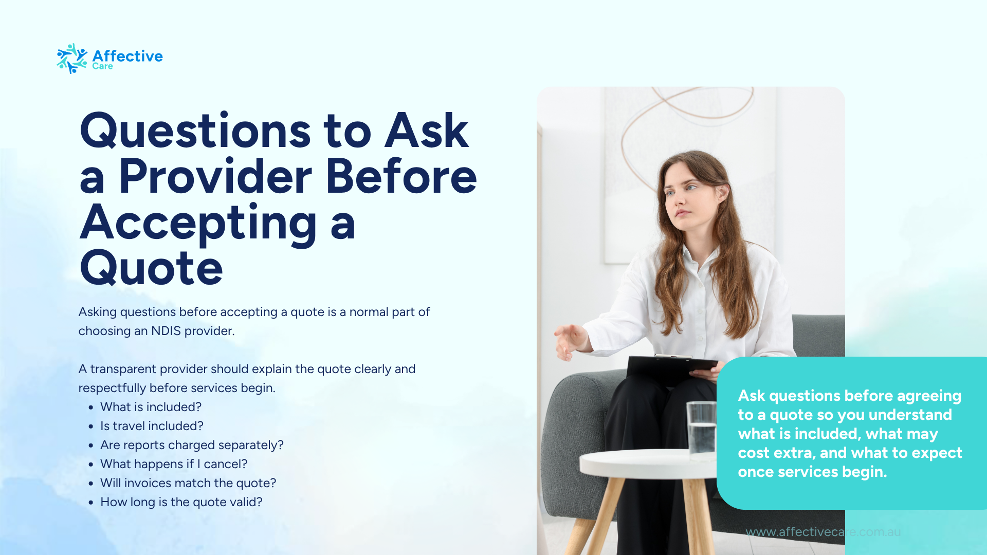 Questions to ask a provider before accepting a quote