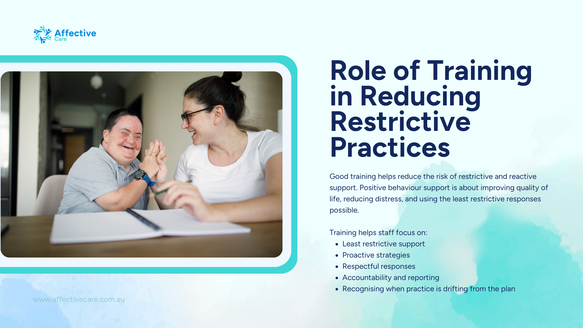 Role of training in reducing restrictive practices