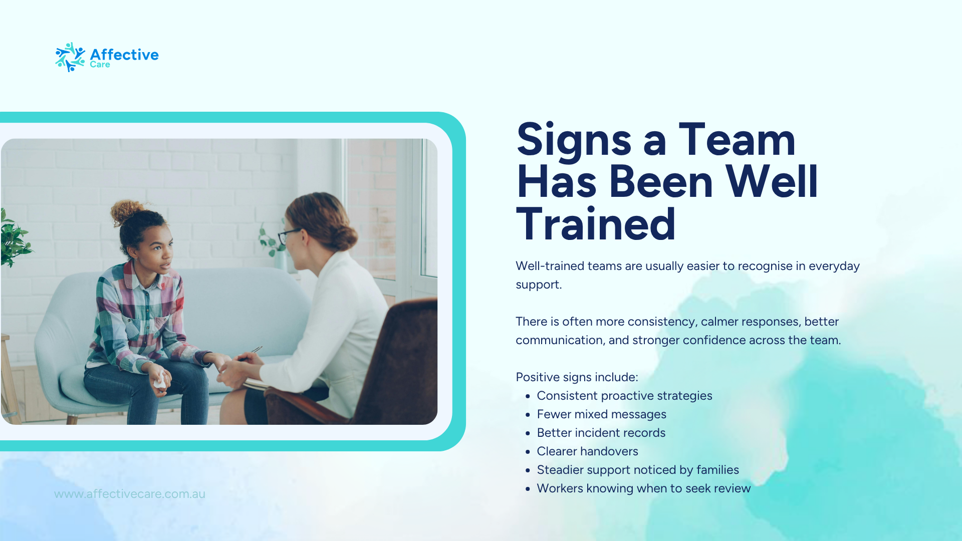 Signs a team has been well trained