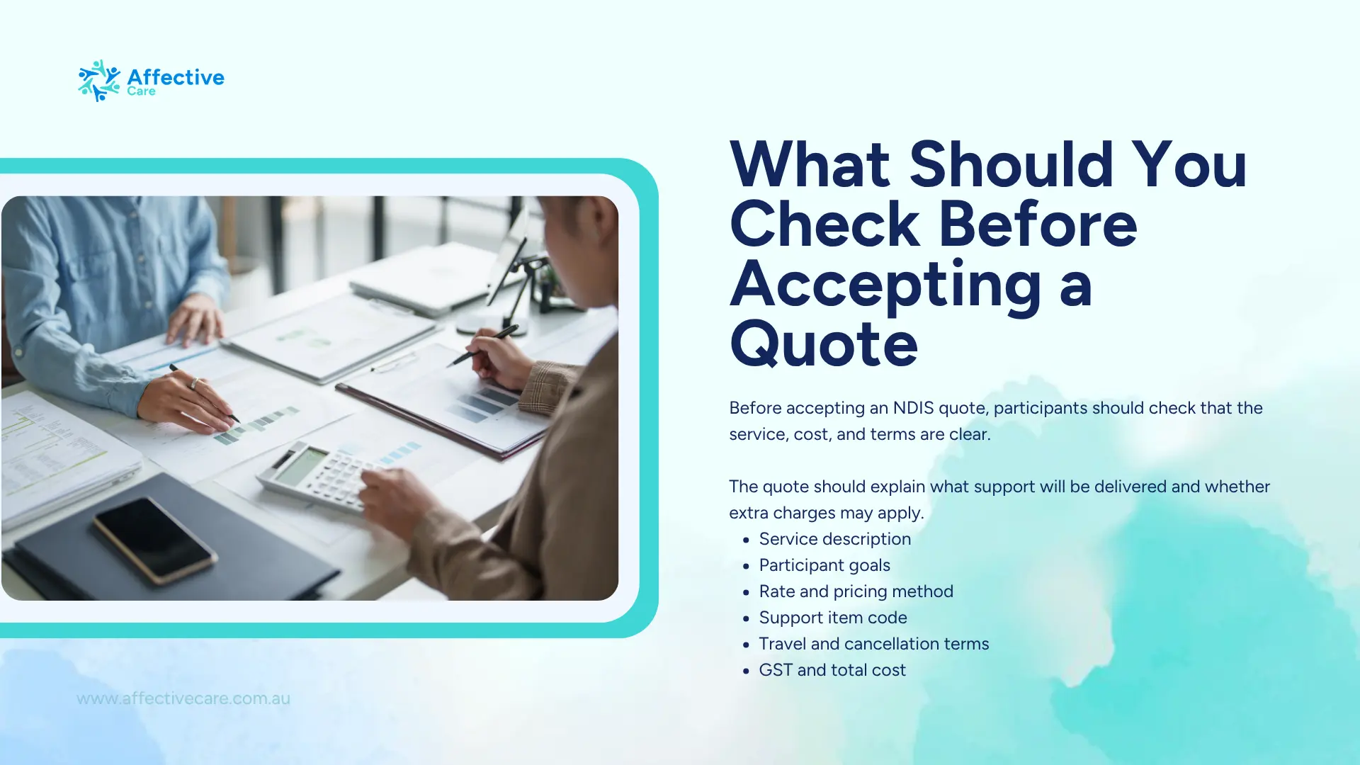 What should you check before accepting a quote