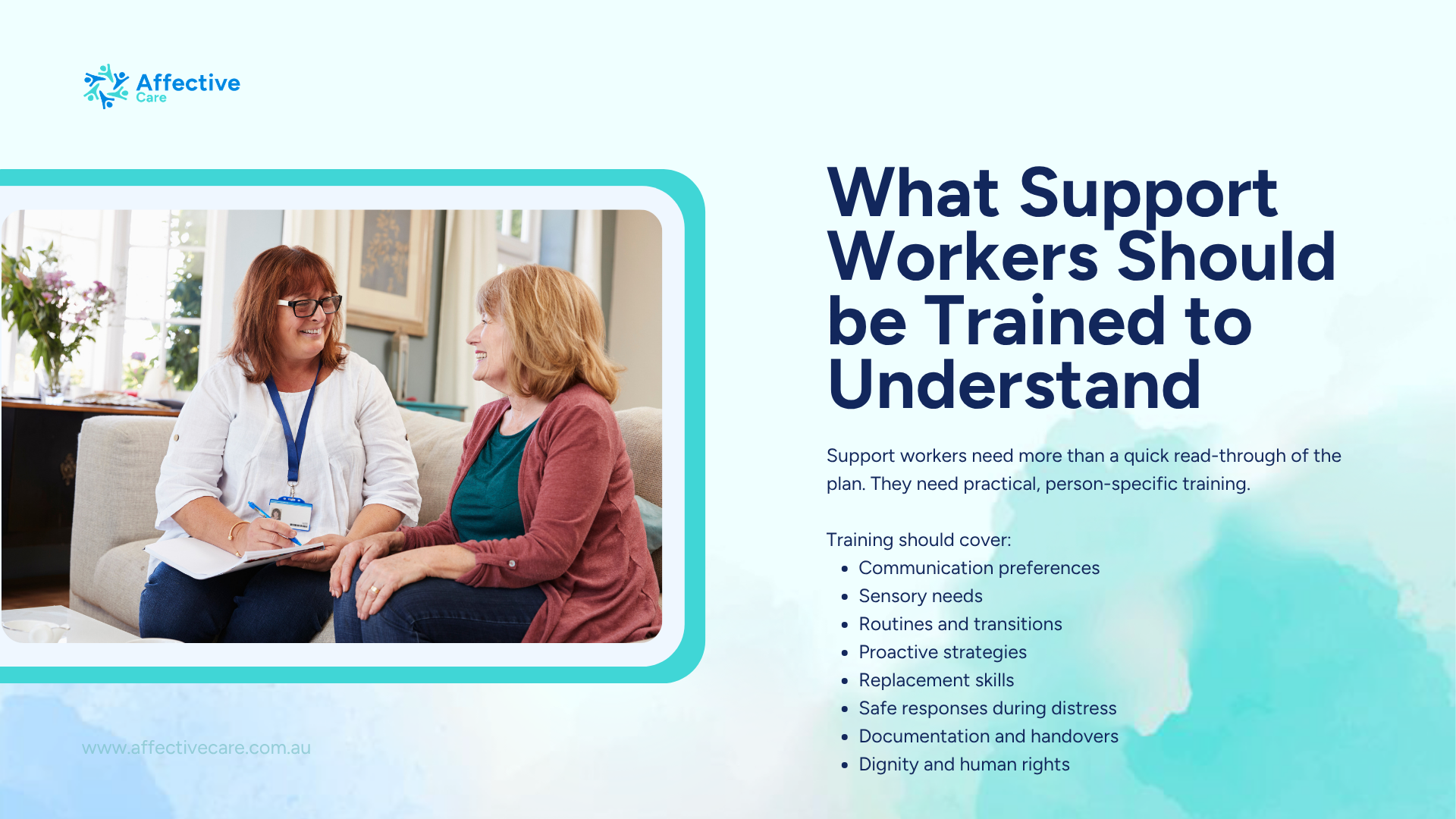 What support workers should be trained to understand