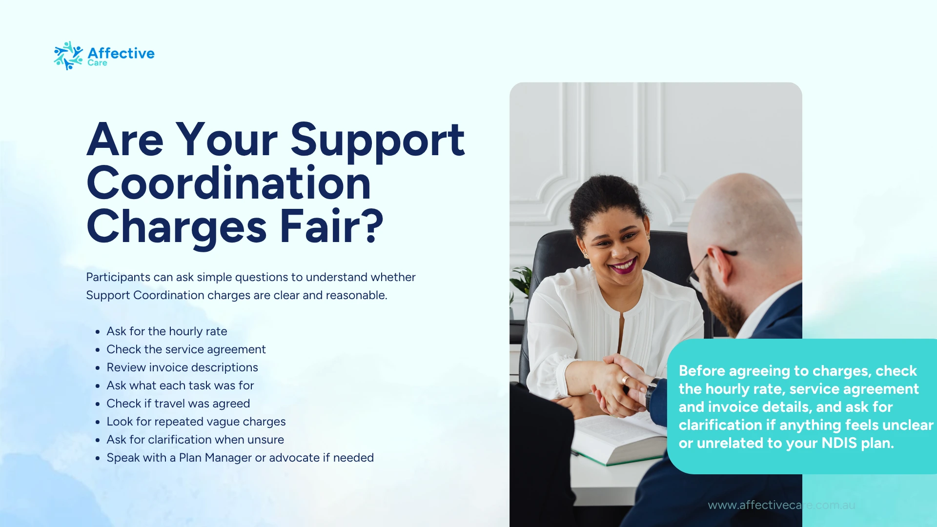 Are your support coordination charges fair