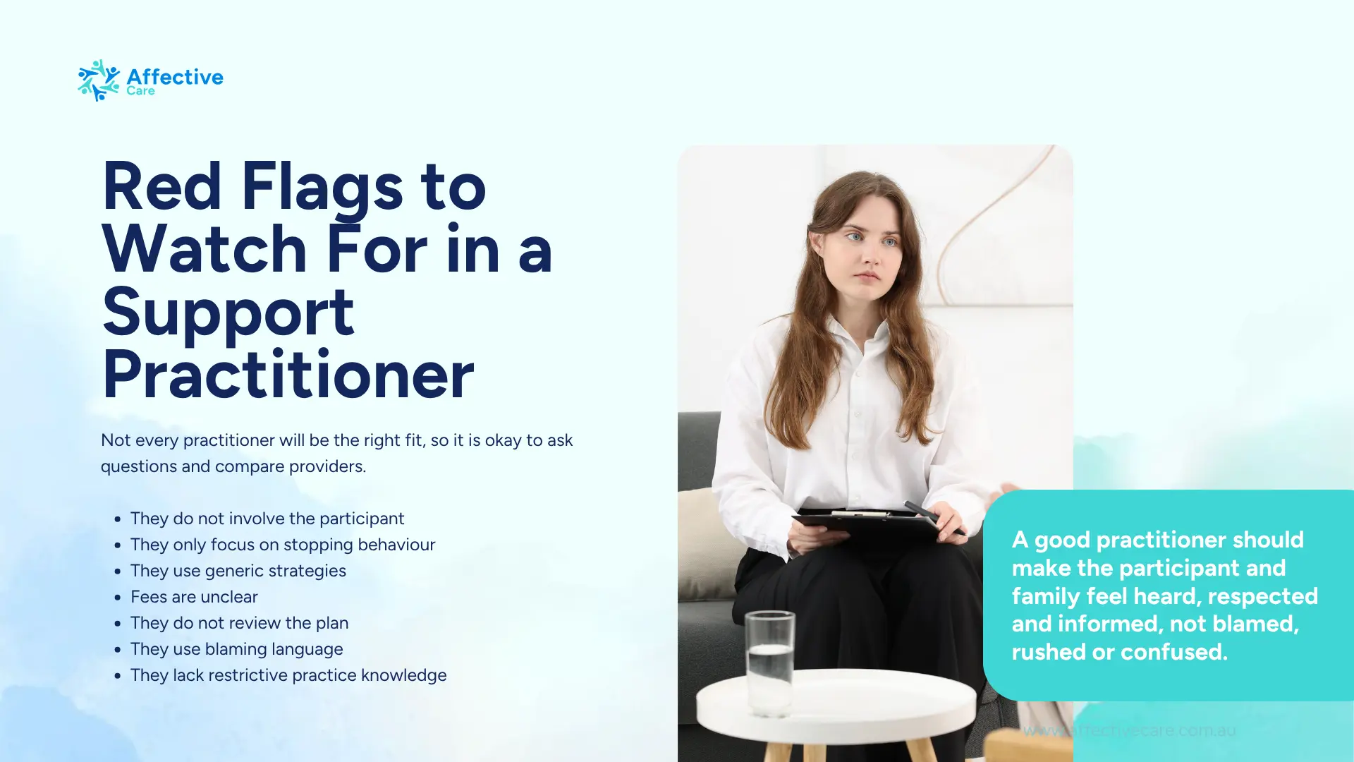Red flags to watch for in a Support Practitioner