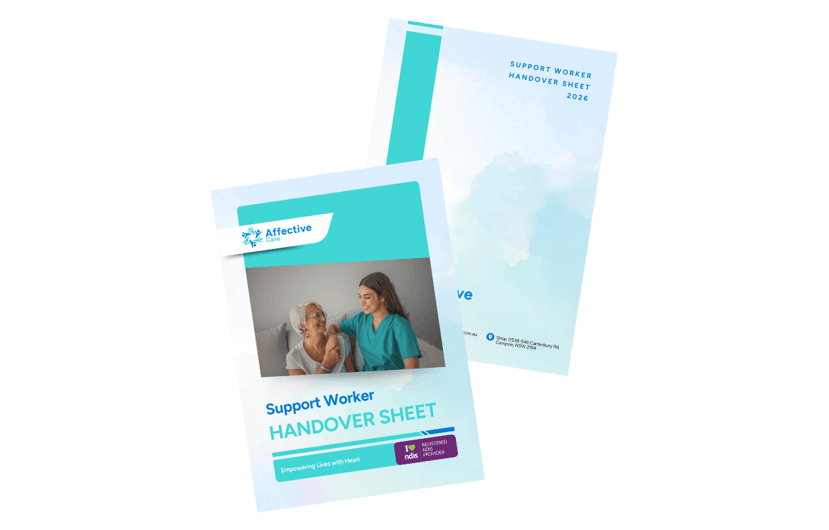 Support Worker Handover & Communication Sheet Cover
