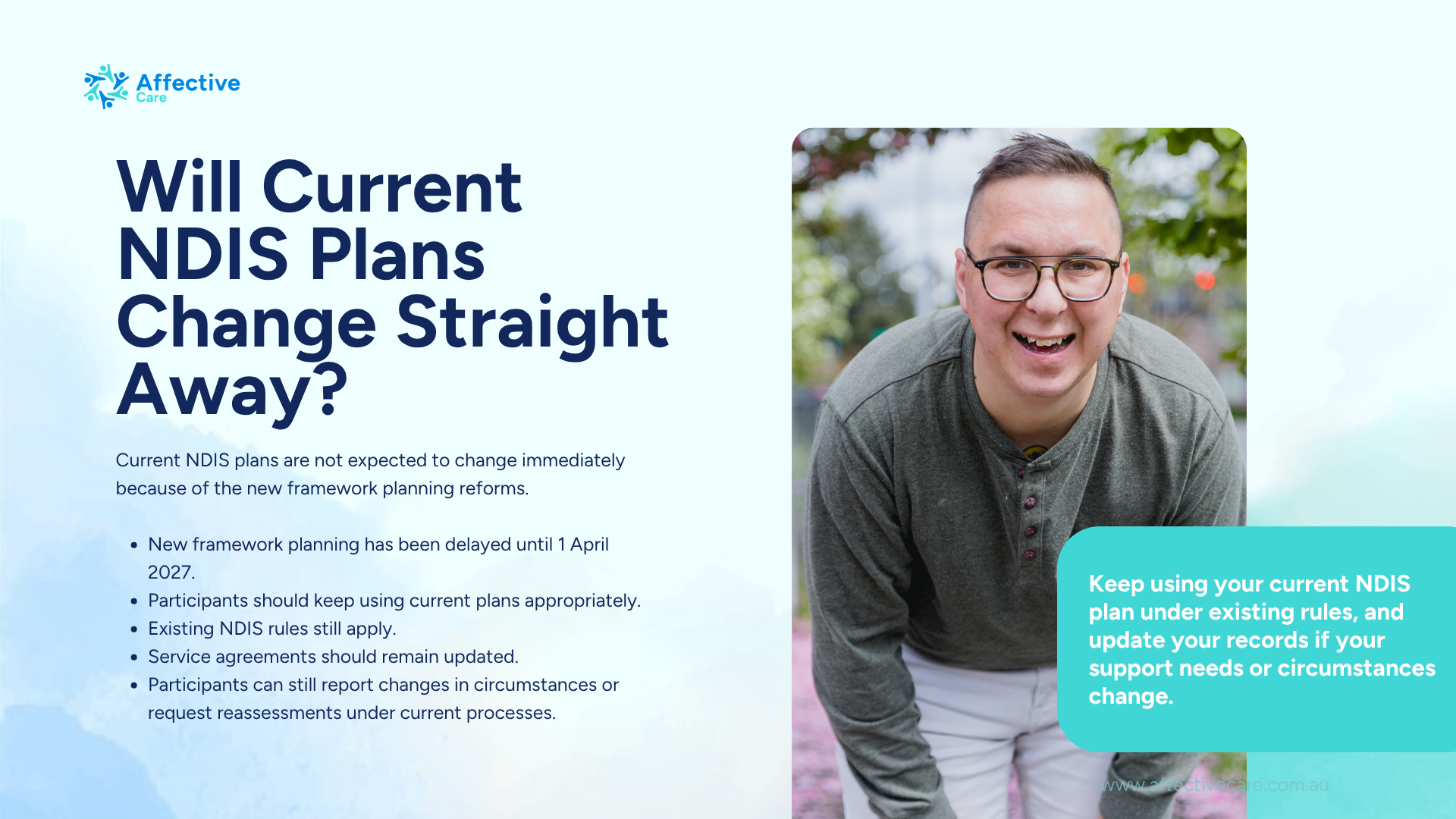 Will current NDIS plans straight away