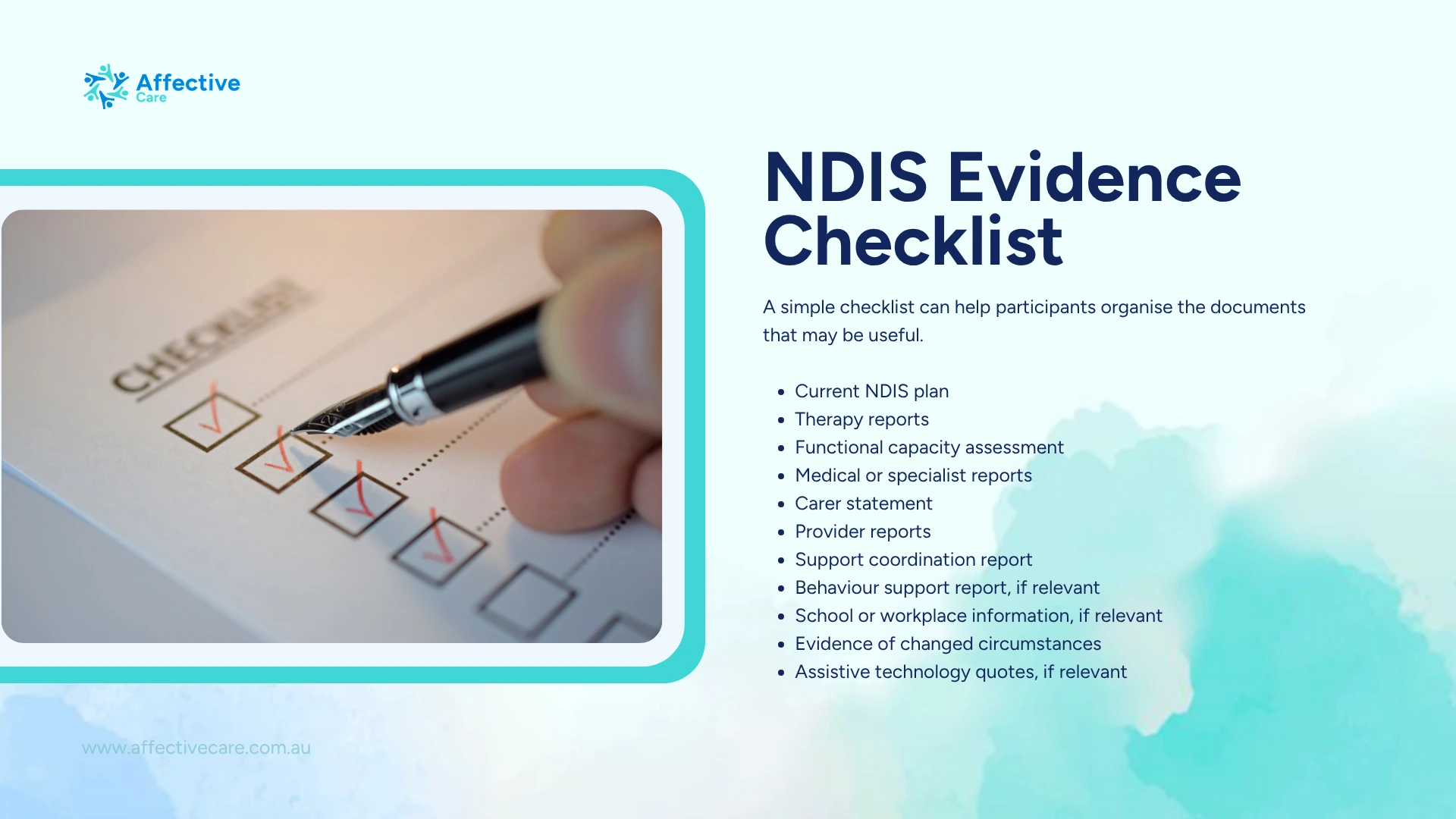 NDIS evidence checklist
