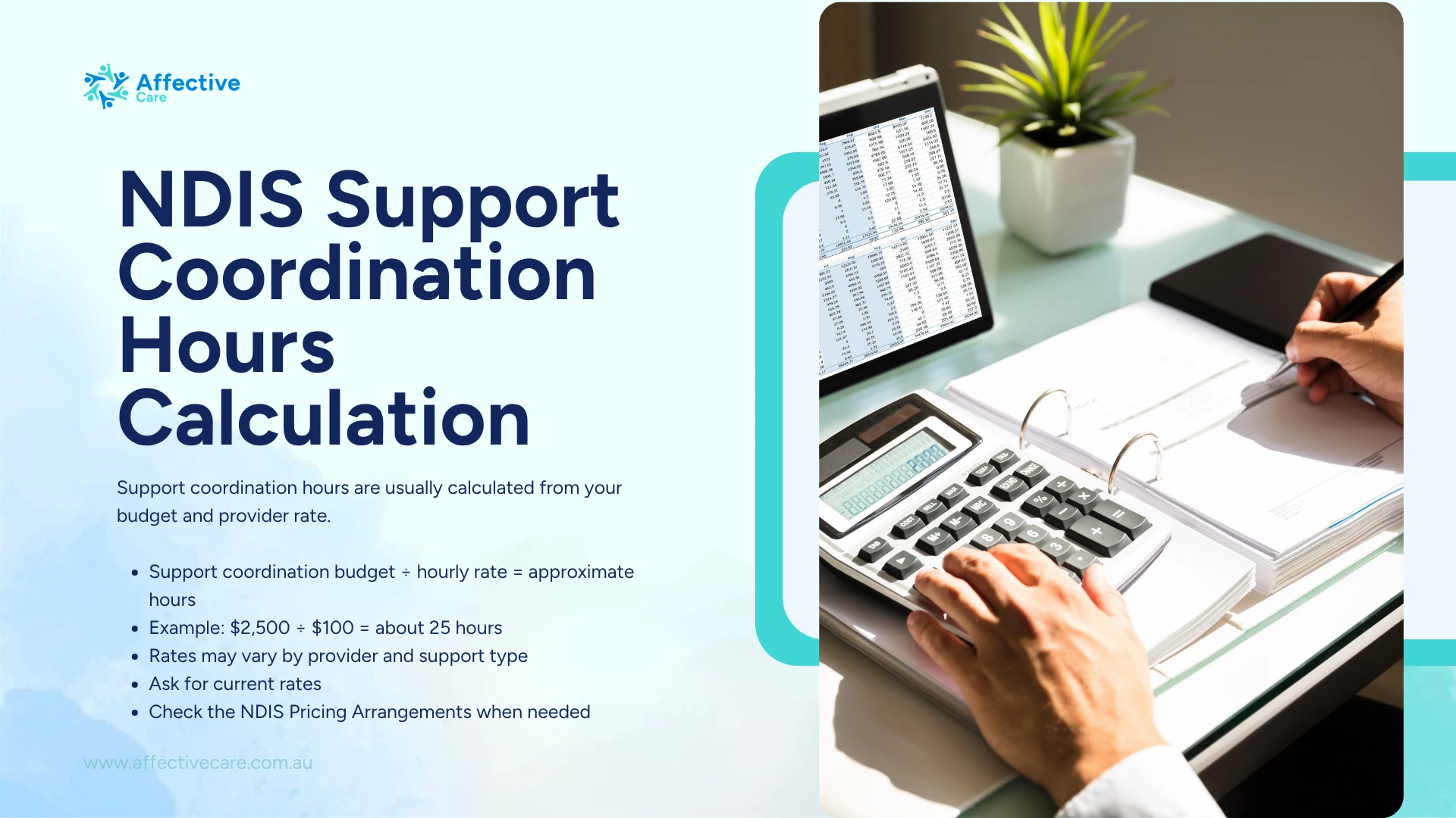 NDIS support coordination hours calculation