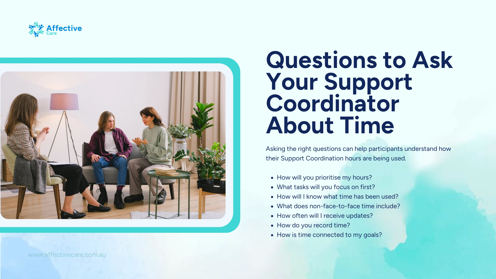 Questions to ask your support coordinator about time