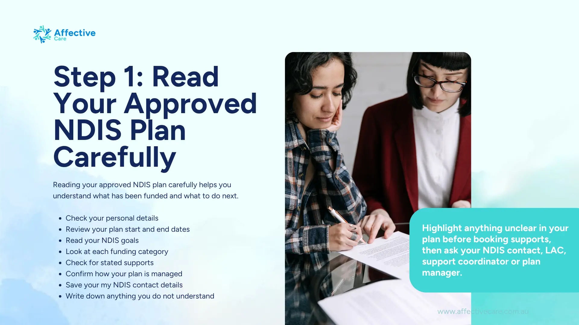Step 1 Read your approved NDIS Plan carefully