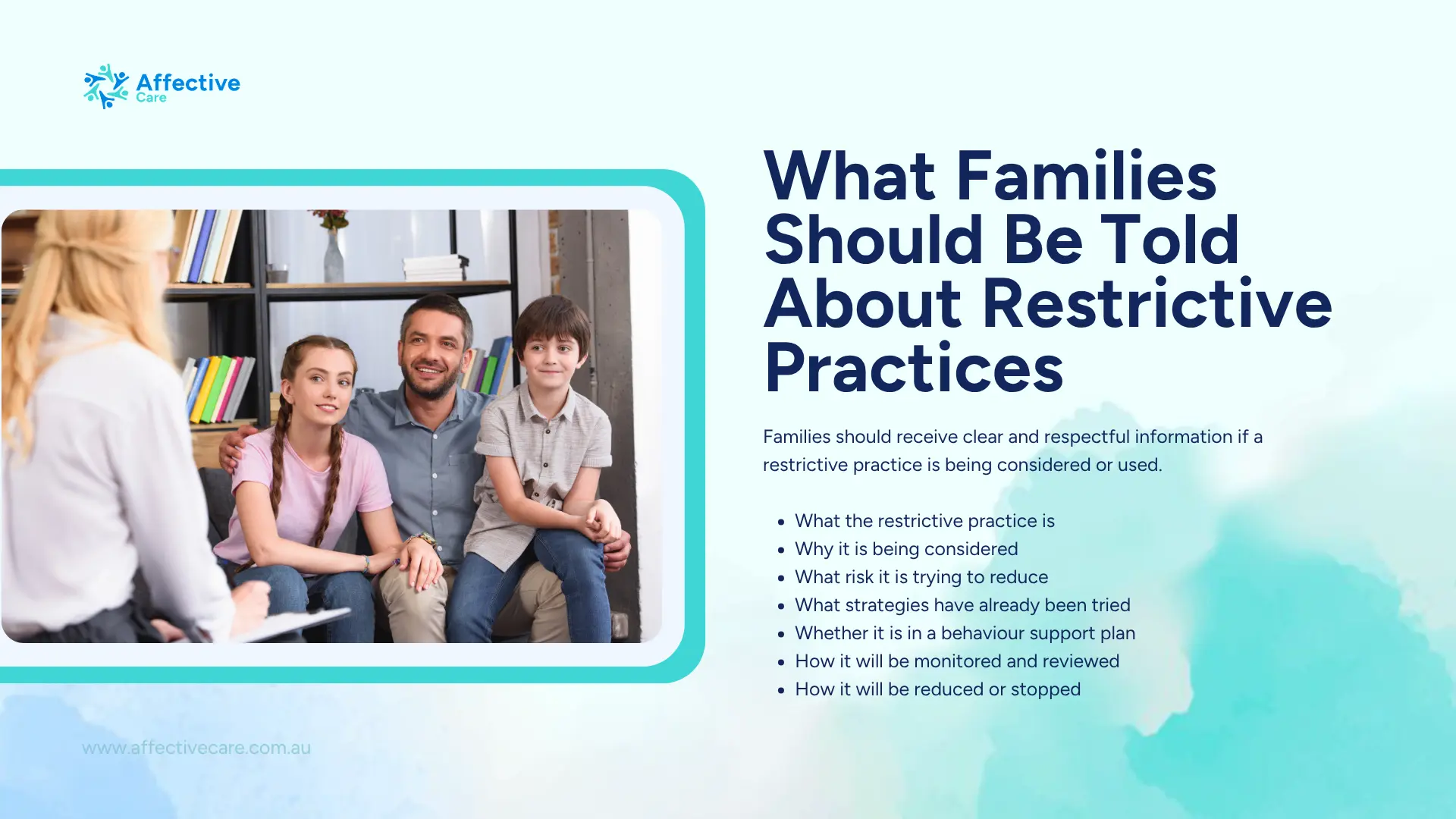 What Families should be told about Restrictive Practices