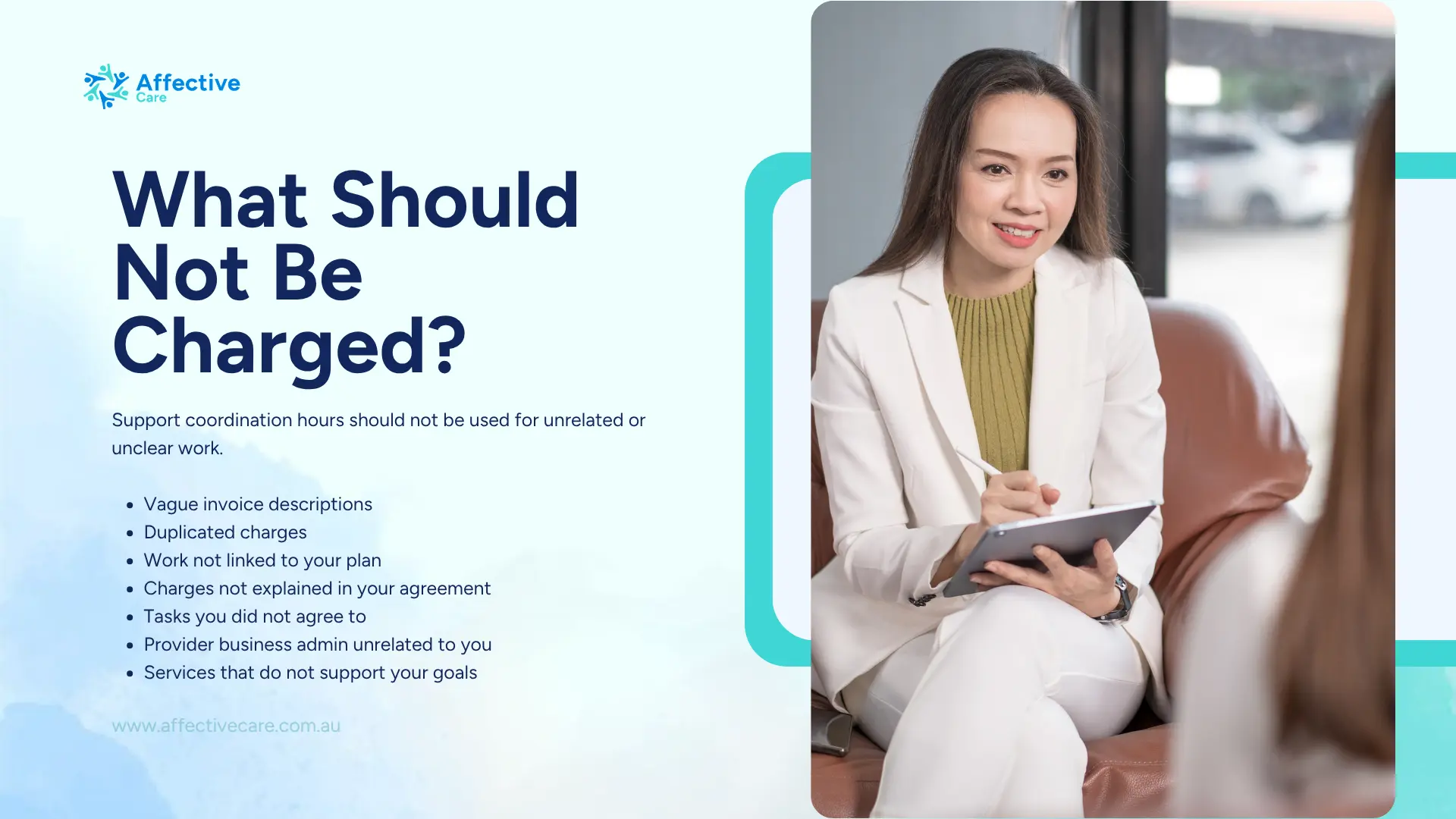 What should not be charged in Support coordination hours