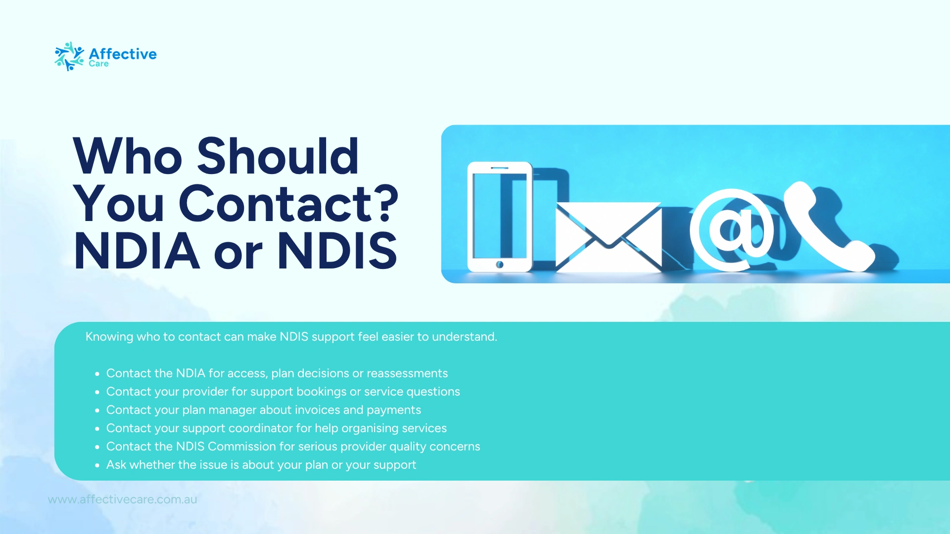 Who should you contact NDIA or NDIS