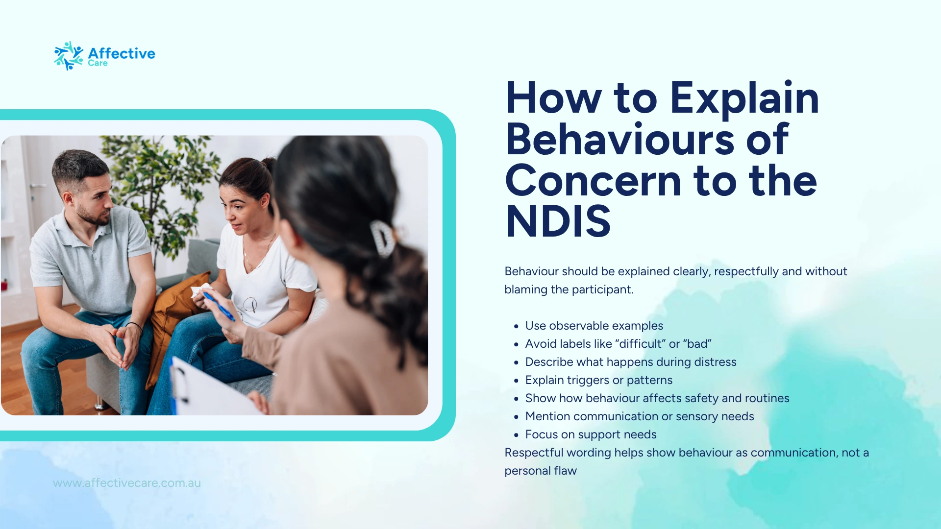 How to explain Behaviours of Concern to the nDIS