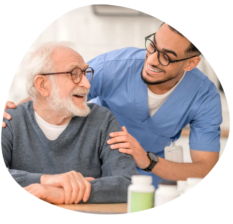 Male nurse and old citizen