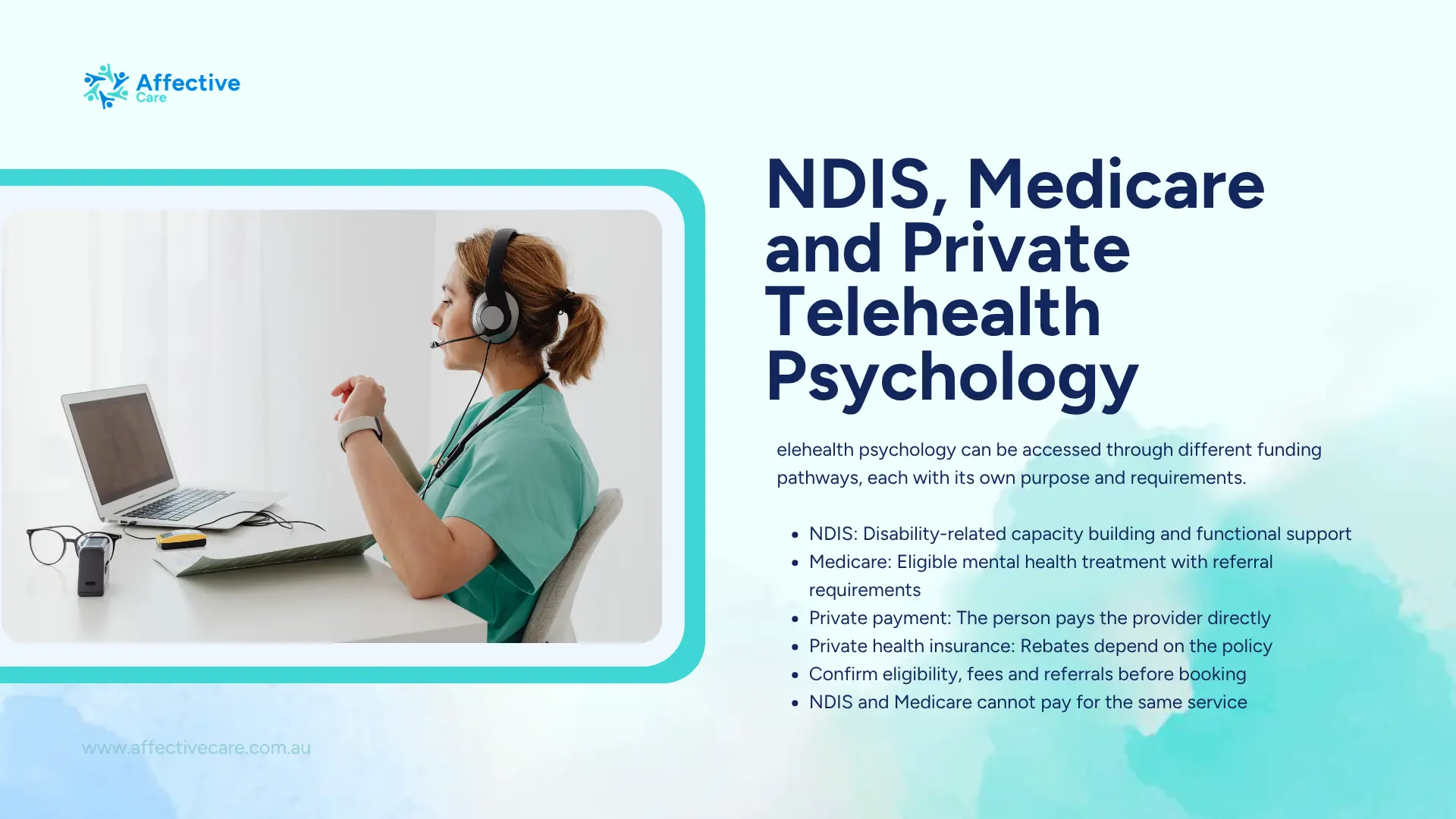 NDIS Medicare and Private Telehealth psychology