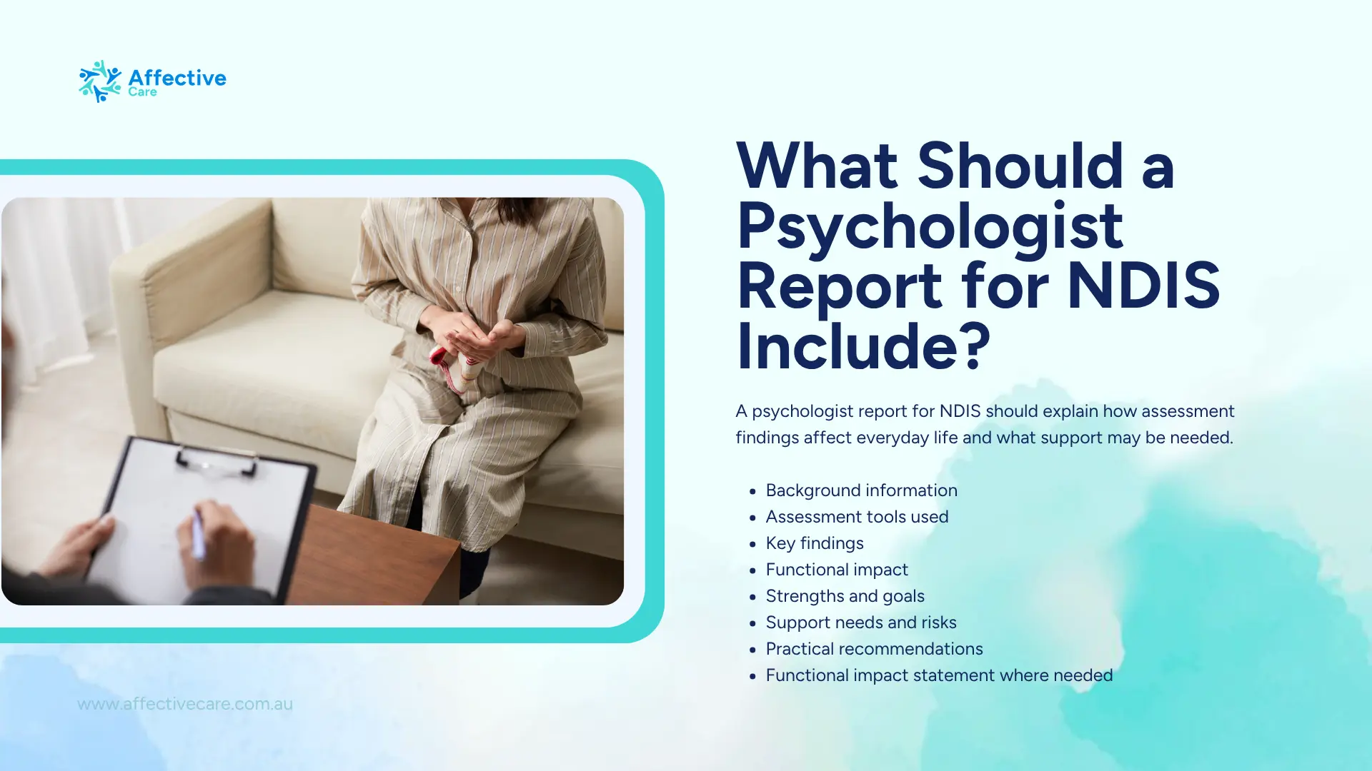 What should a psychologist report for NDIS include