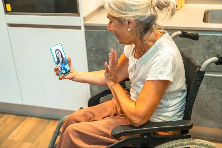 person connecting via mobile