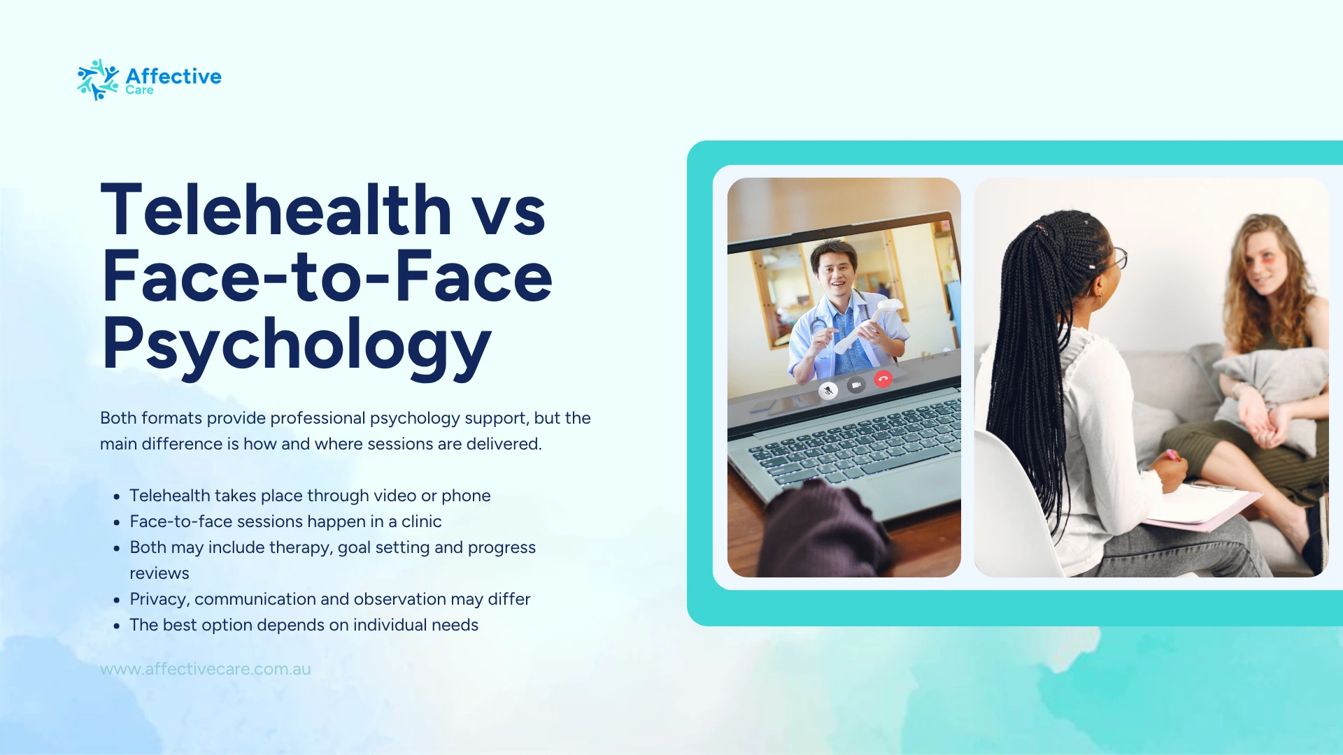 Telehealth vs face to face psychology explained