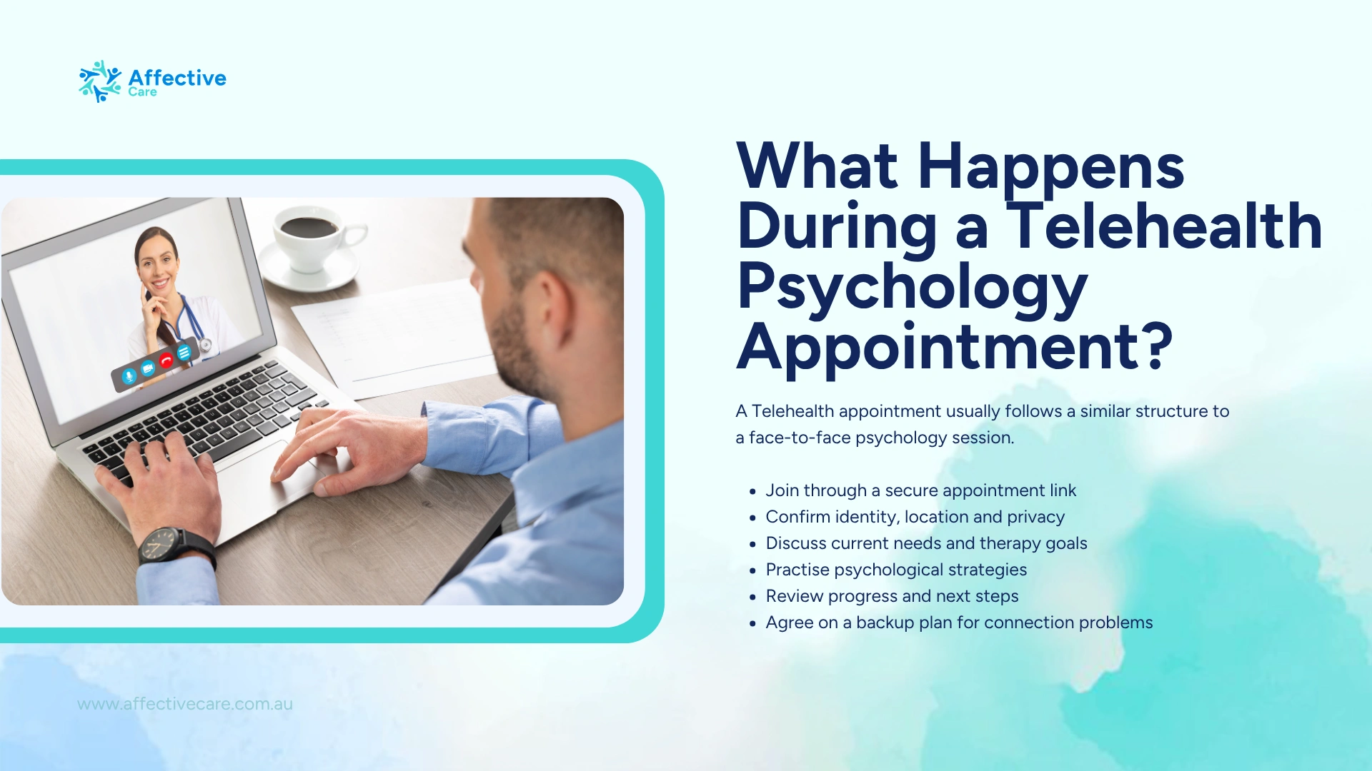 What happens during a telehealth psychology appointment